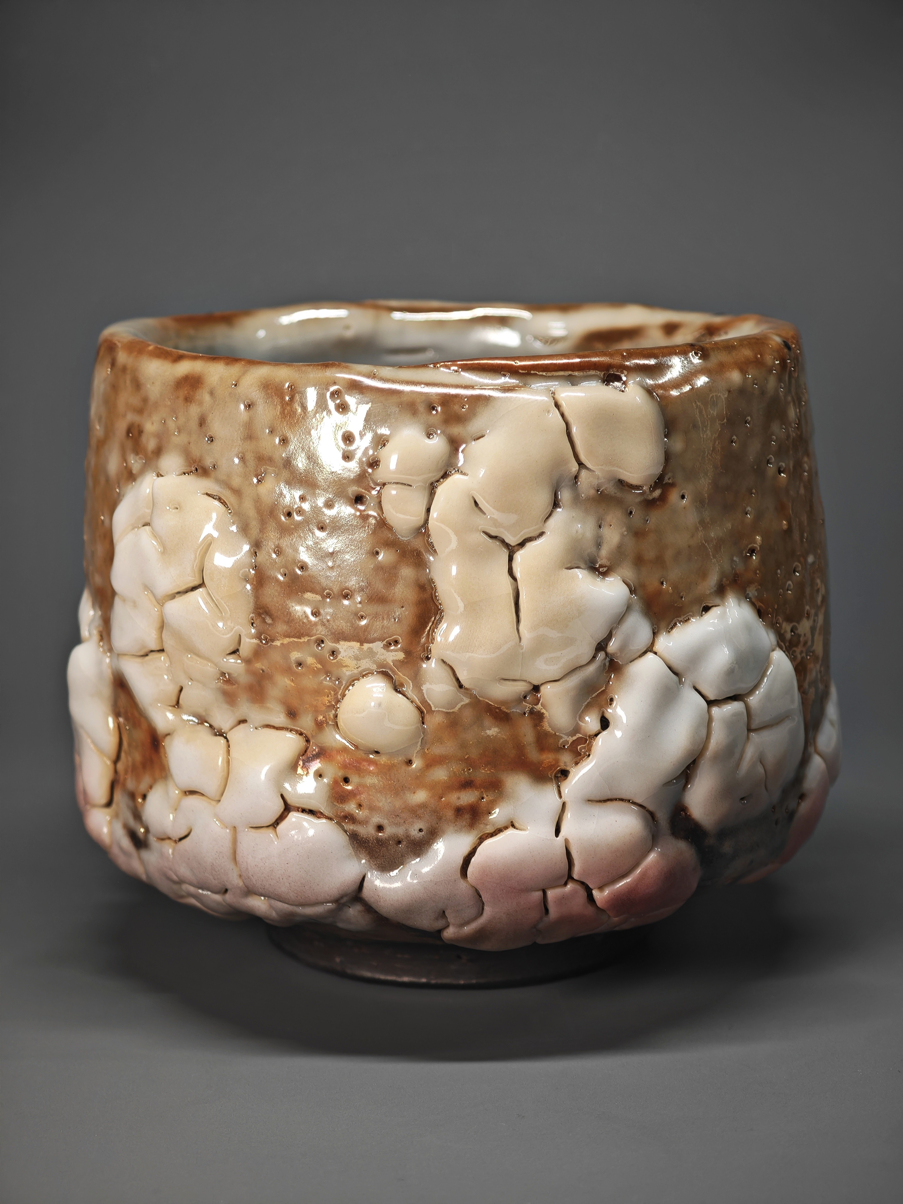 呉遠中ハンドメイド作品、堆釉志野 茶碗