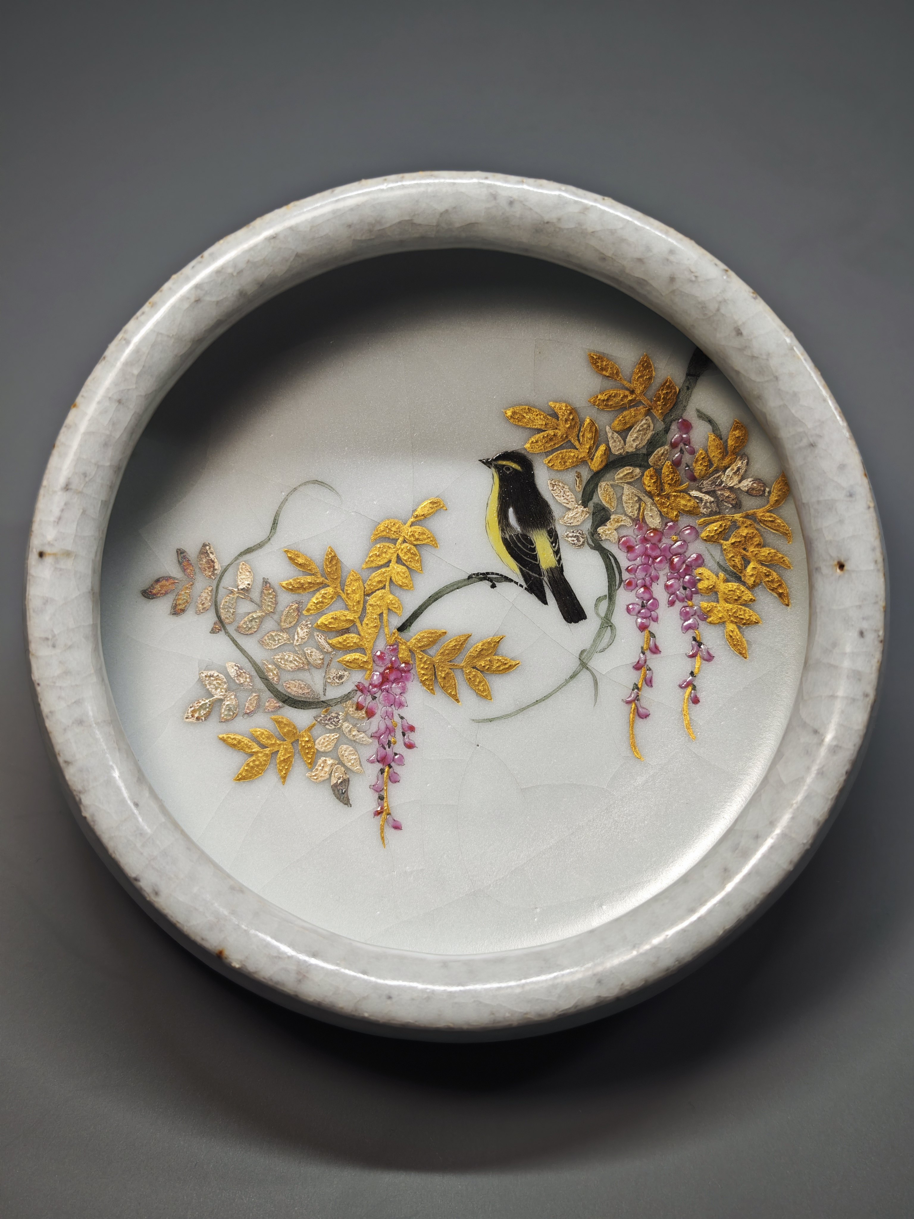呉遠中先生親作作品、志野七宝焼き工芸建水。容量約100ml。 4