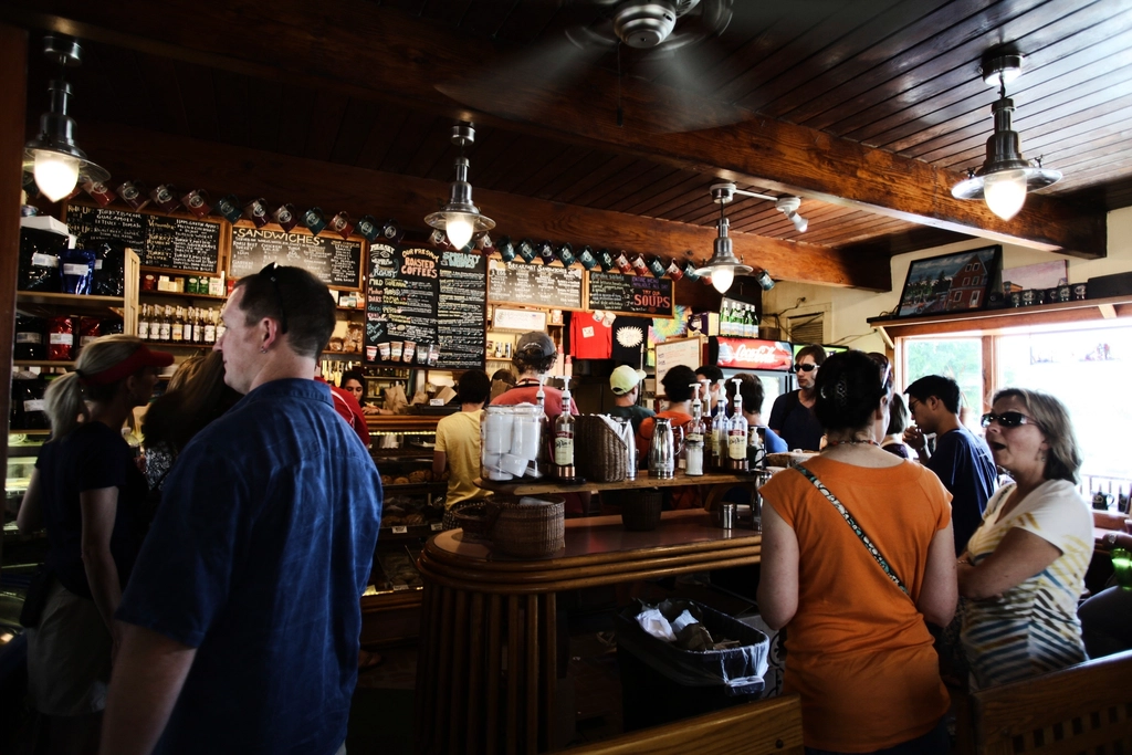 Crowded coffee shop, location unknown