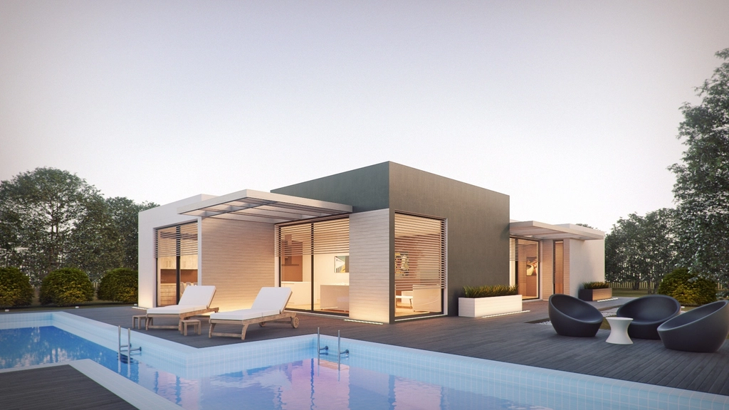 Free modern house, villa, swimming