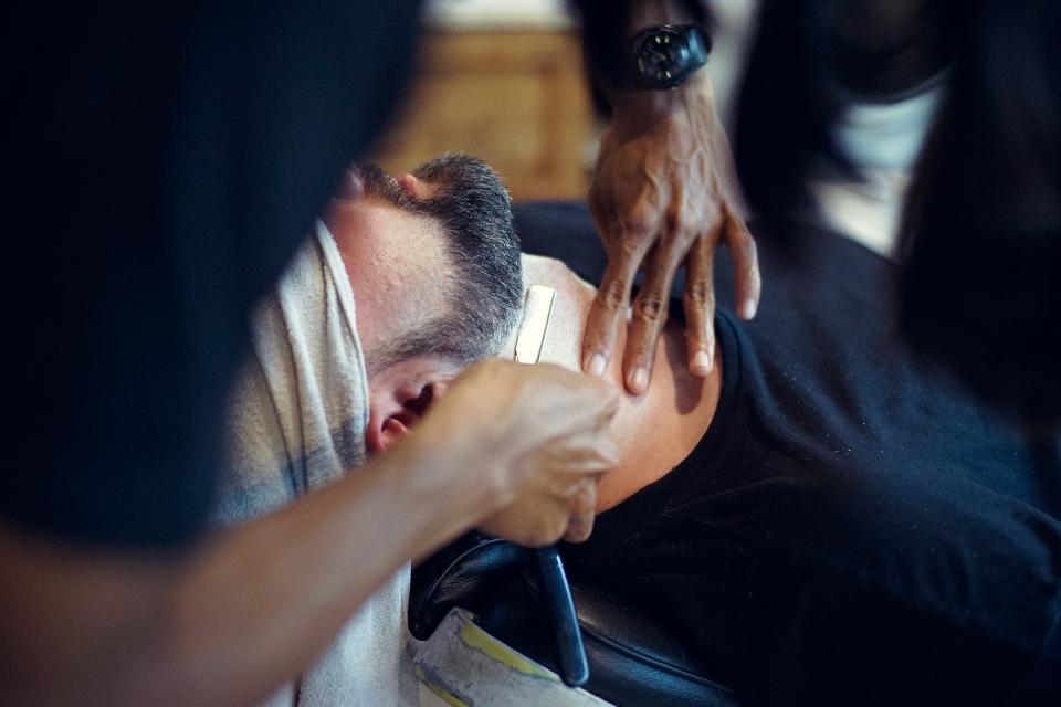 Beard trim up close