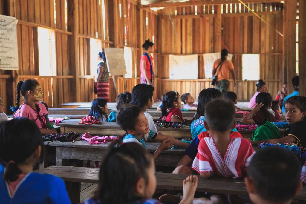 Karen children classroom, Myanmar