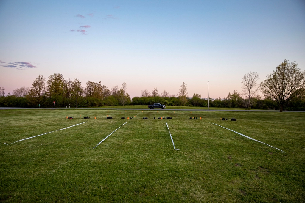 Grass field, fitness training