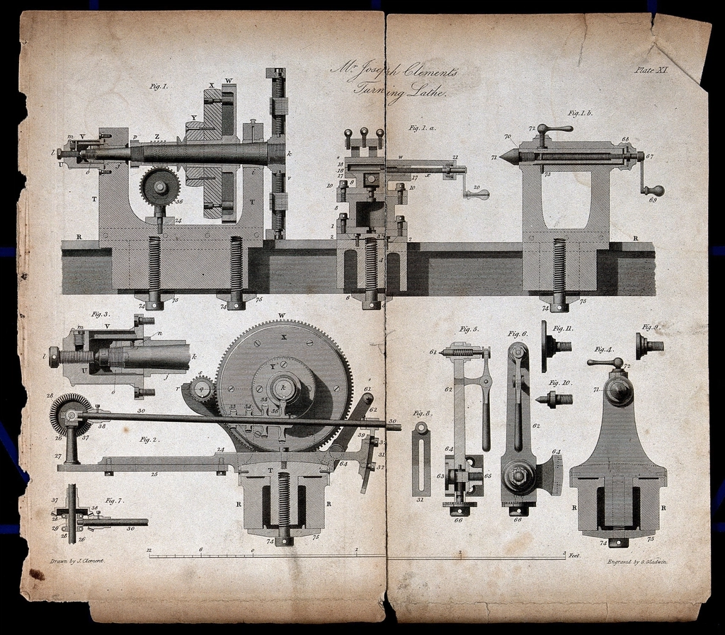 engineering lathe mechanism: long section