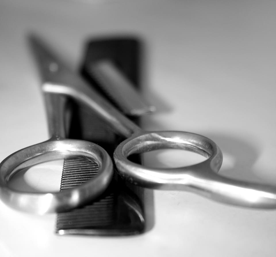 Barber's scissors and comb