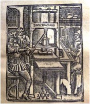 Device of Josse Badius: printing press