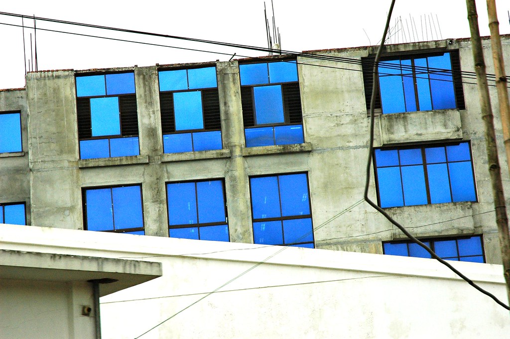 3rd world Blue Abstract, blue glass office building, Dhaka, Bangladesh
