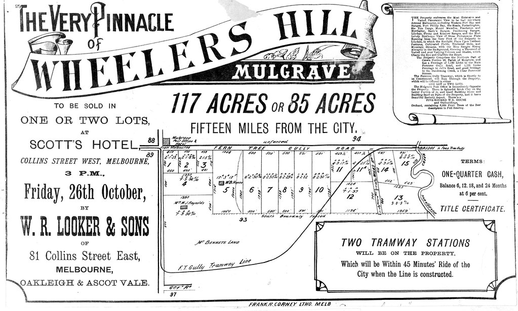 The very pinnacle of Wheelers Hill, real estate advertisement, 1889
