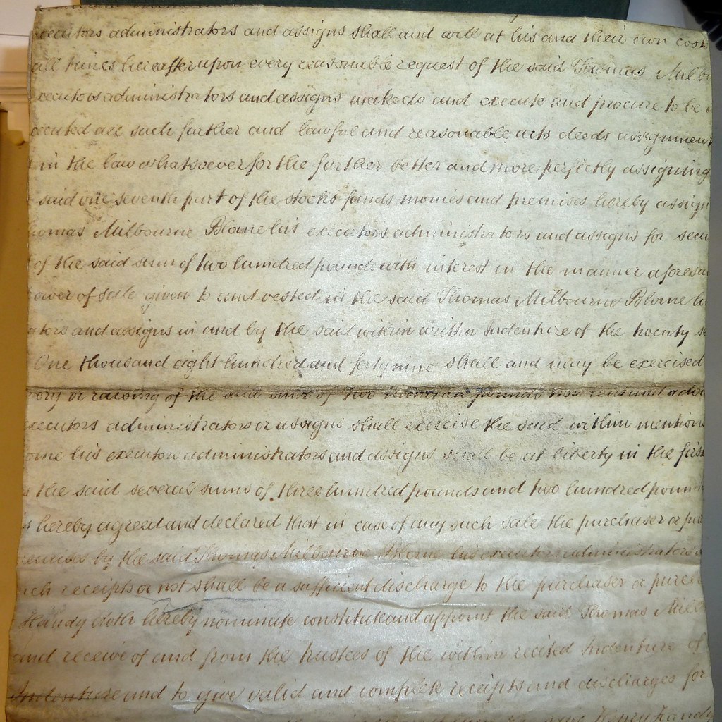 19th-century English legal document, possibly a contract between Henry Handy and Thomas Milbourne Bl