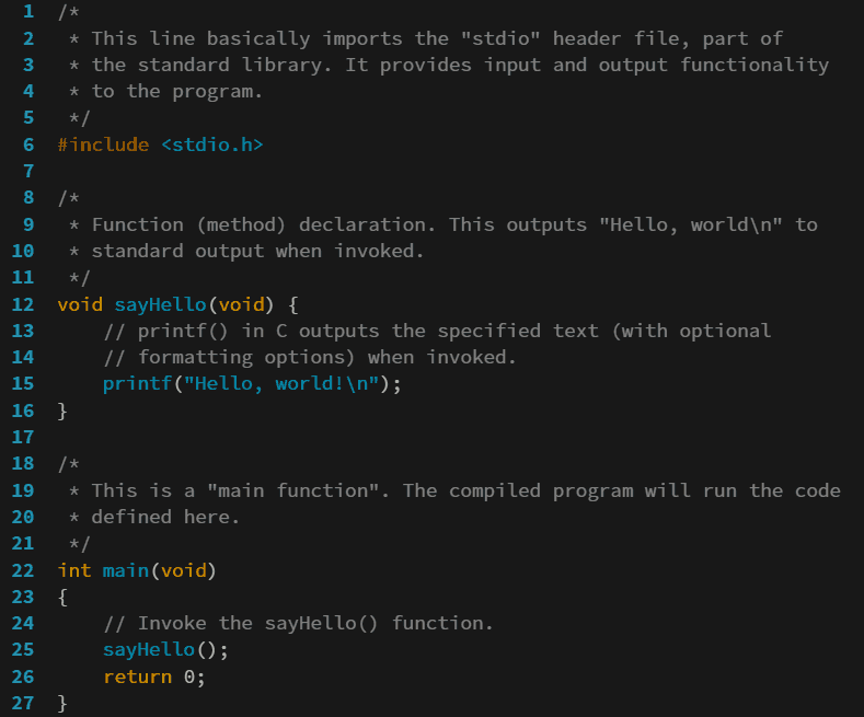 C Hello World Program