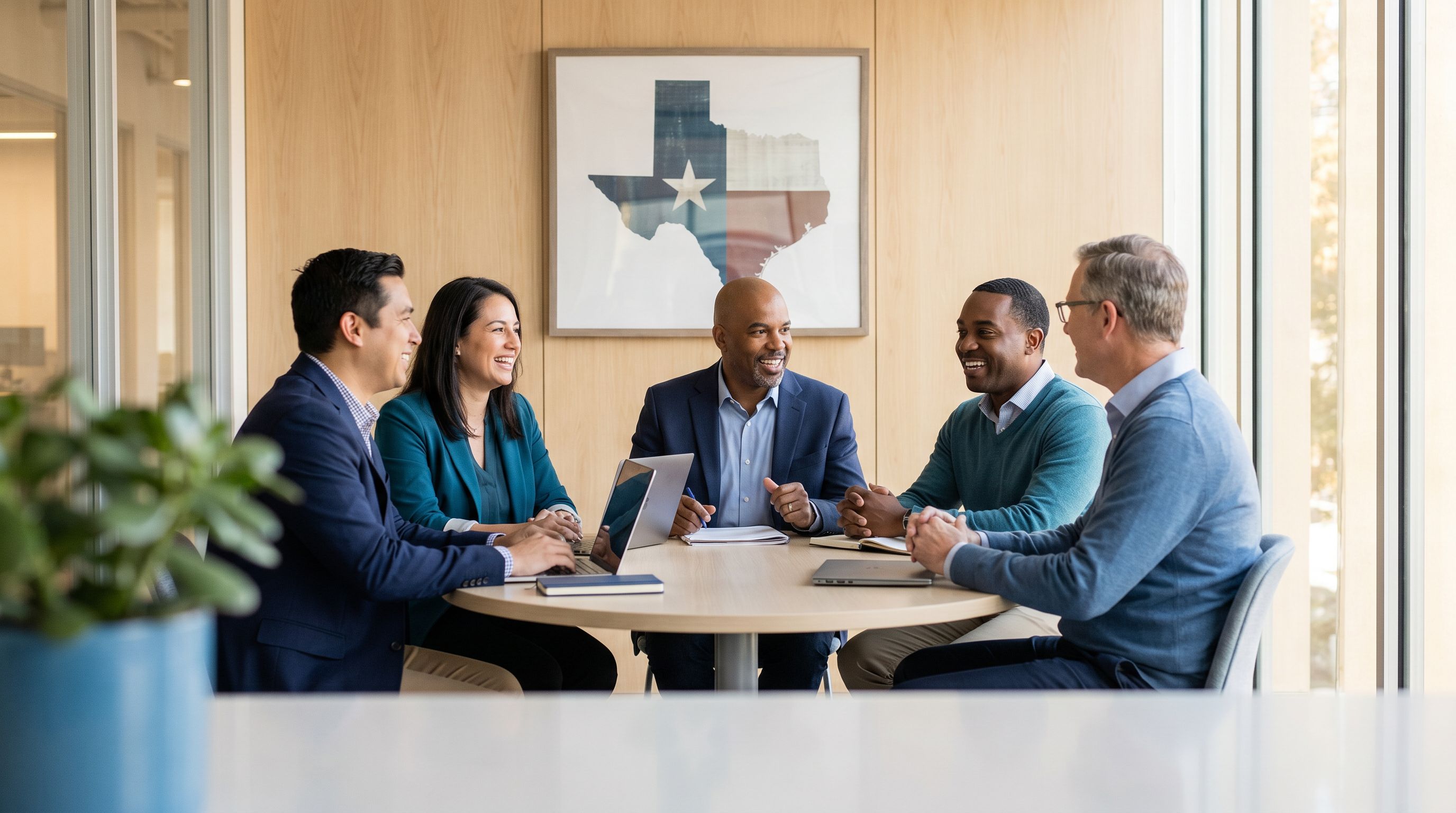 Diverse ABA professionals collaborating in a modern Texas clinic, representing strong BCBA job demand across the state