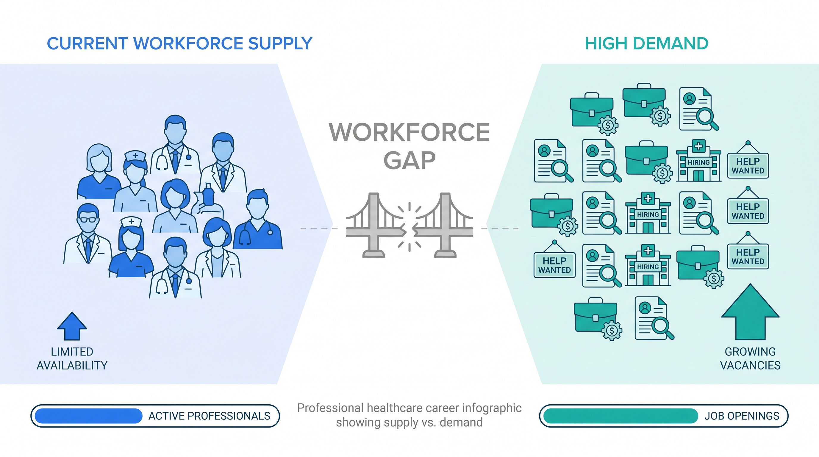 Infographic showing the ABA workforce supply and demand gap with 132,307 job postings versus 83,586 active BCBAs