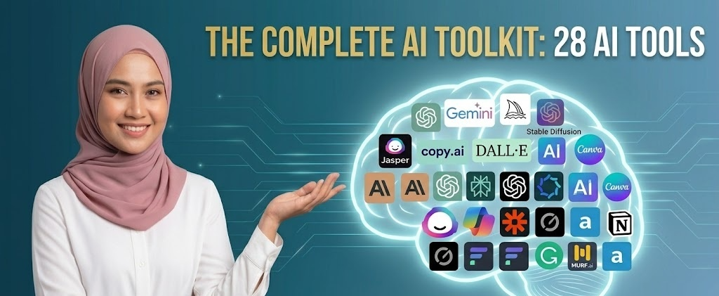 The Complete AI Toolkit: 28 AI Tools cover
