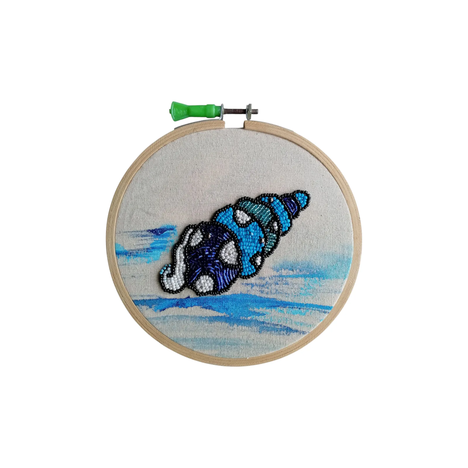 Bead embroidery sea shell wall decor