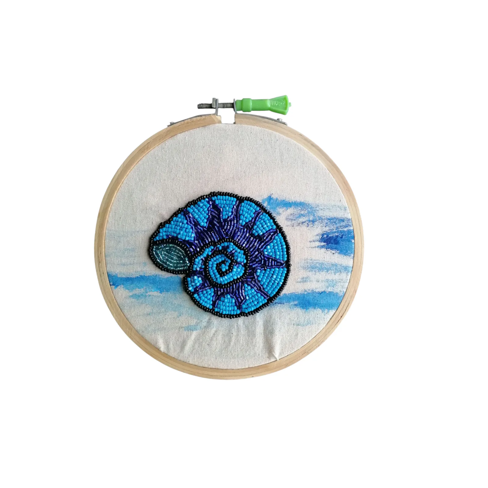 bead embroidered sea shell wall decor