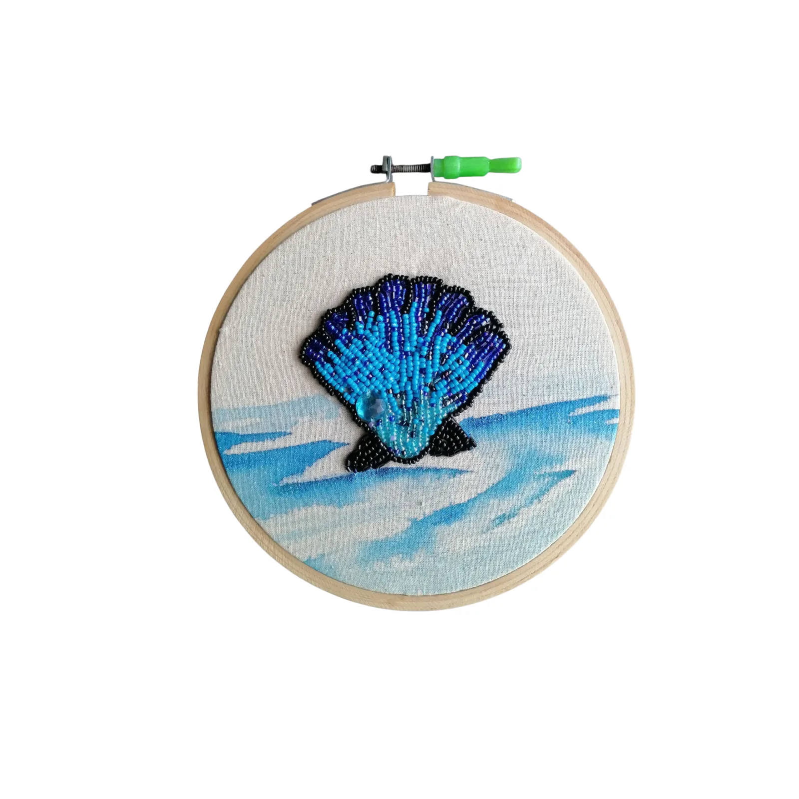 Sea shell bead embroidered wall decor