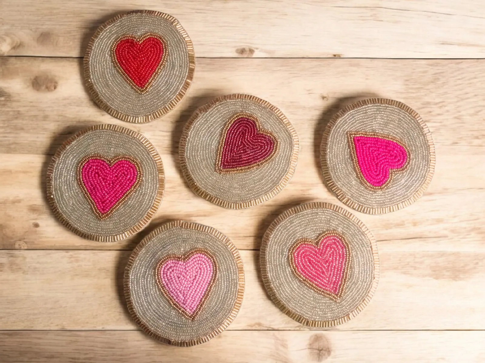 Heart beaded tea coaster