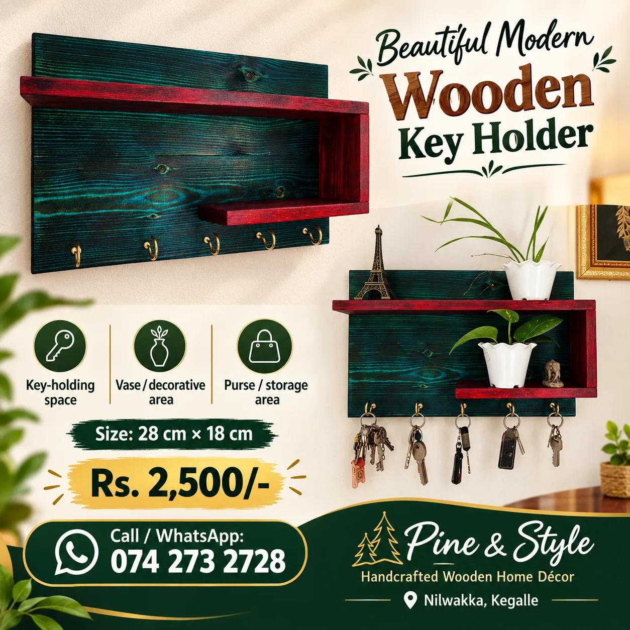 Beautiful wooden keys holder
