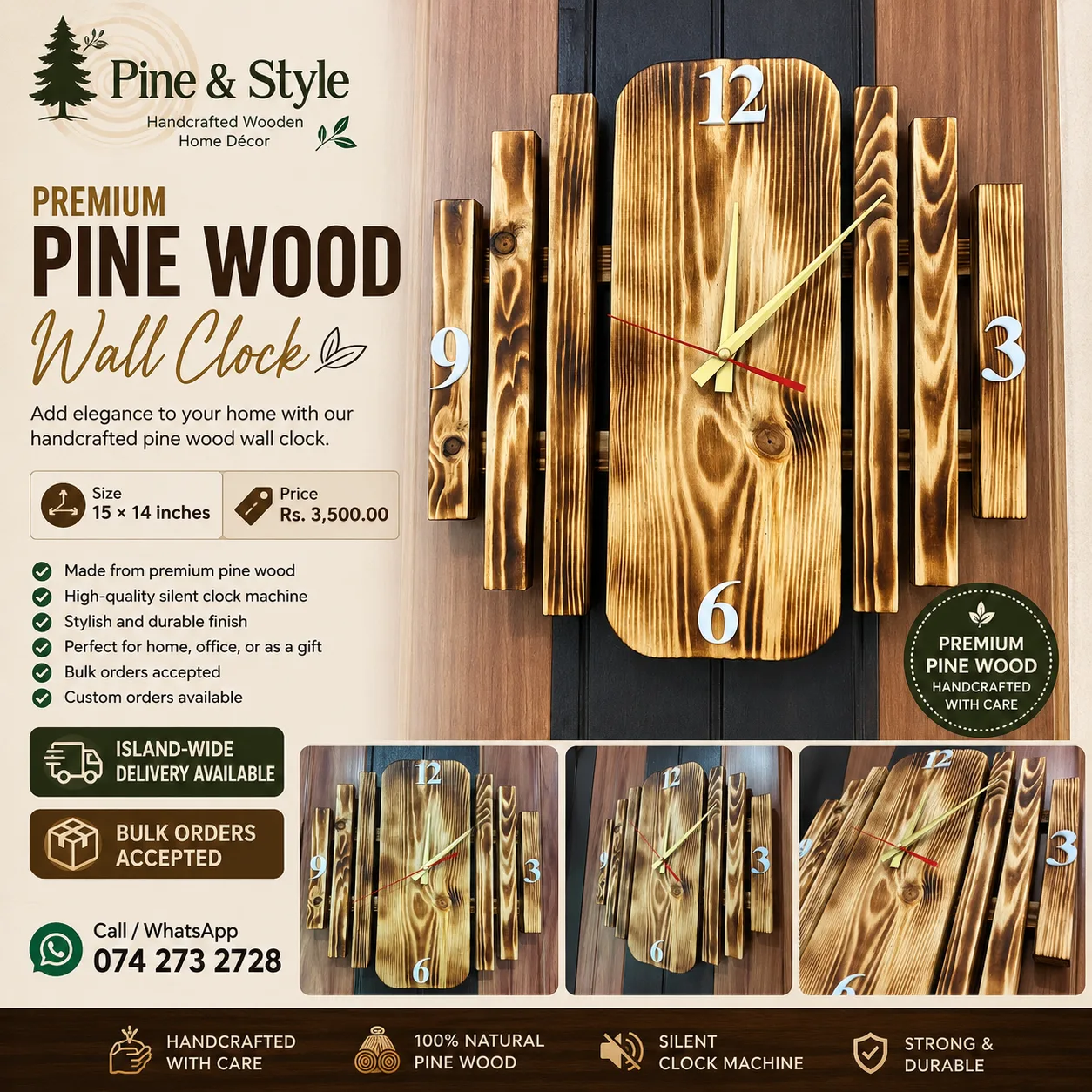 Beautiful wooden wall clock