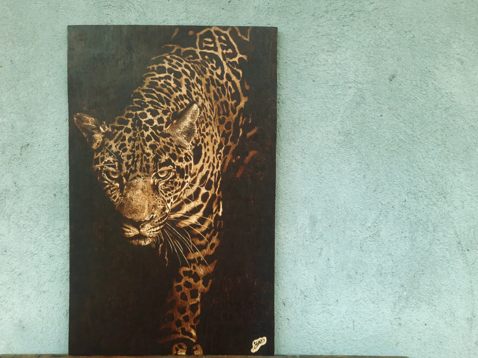 Handmade Tiger Wood-Burned Artwork (Pyrography)