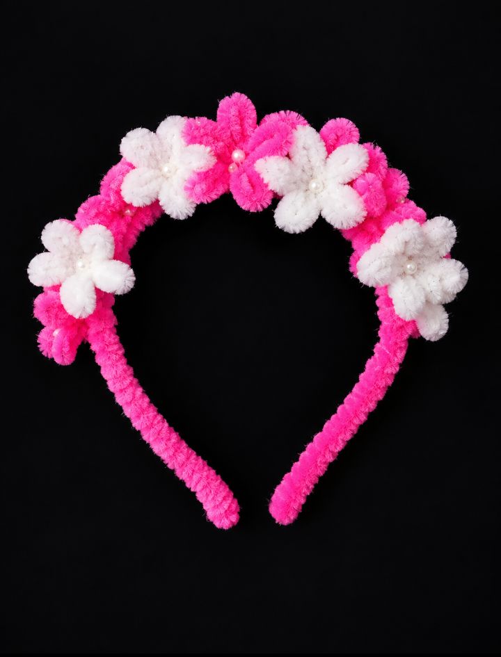 Pipe cleaner floral hair bands for girls