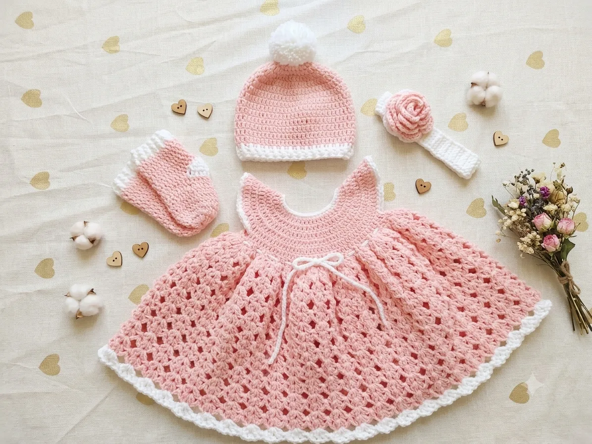 Crochet baby dress set