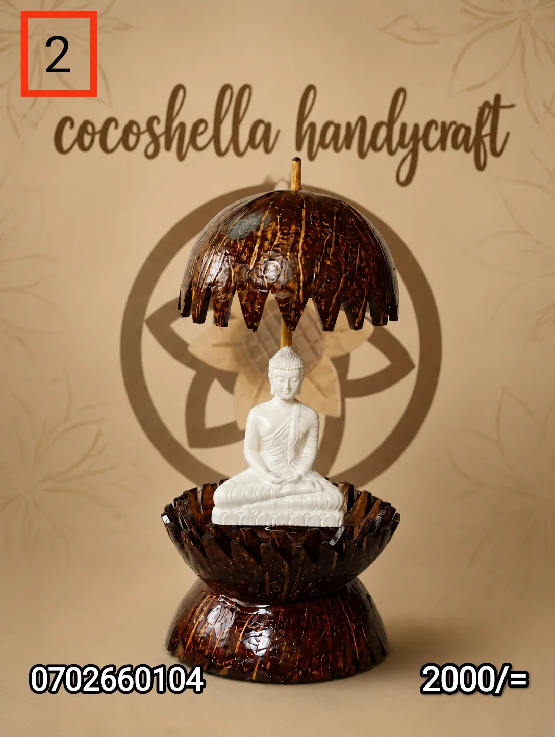 Coconut shell buddha statue