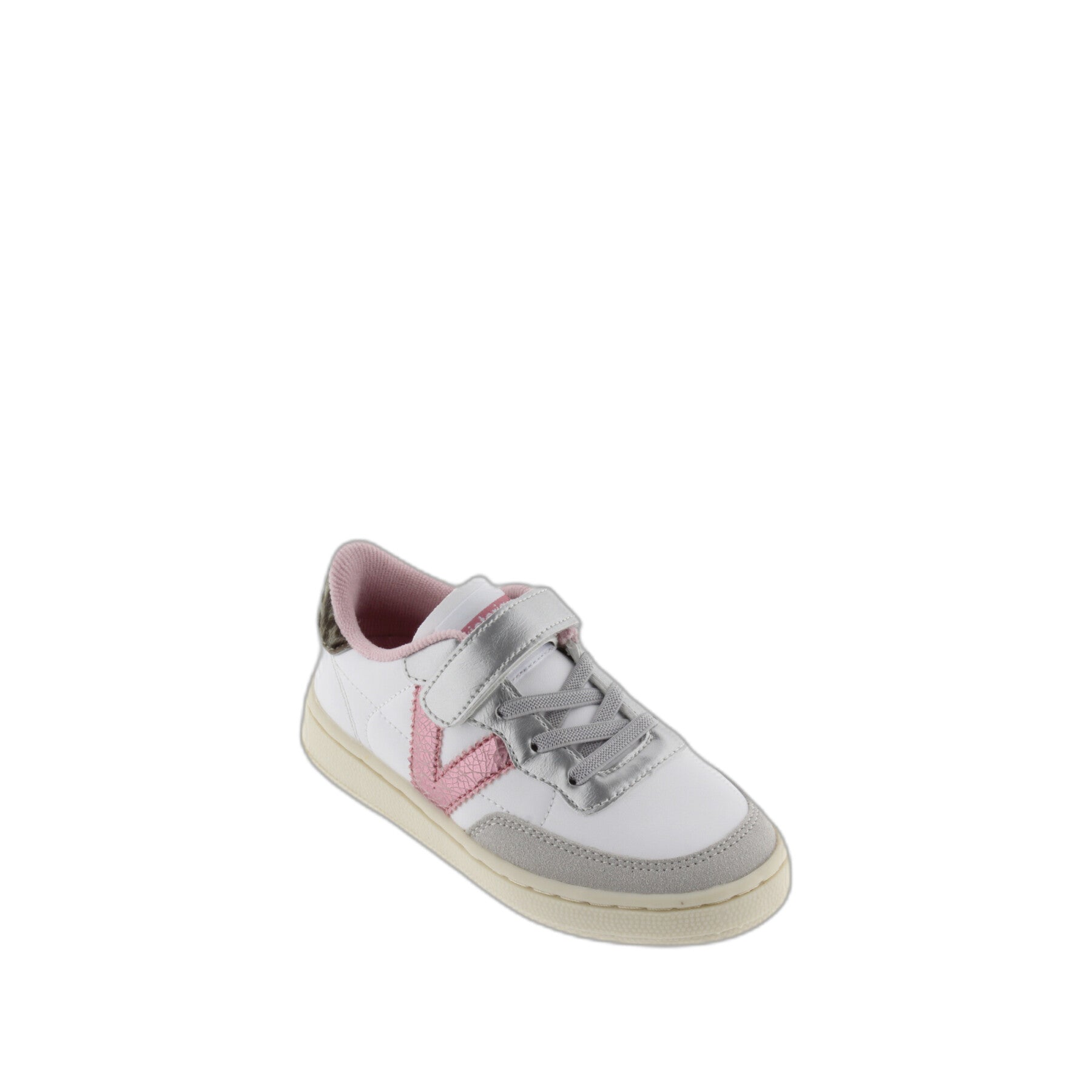 Victoria : baskets Plata V/rose brillant talon léopard à scratch et lacets — 27