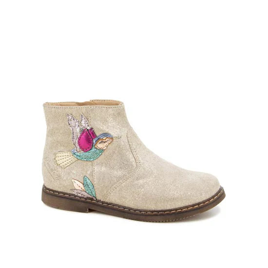 Bottines City Colibri Spark nubuck brodé beige platine — 30