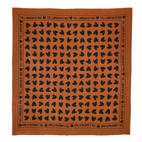 Grand Foulard coeur Toi l'Amour marron/noir 2