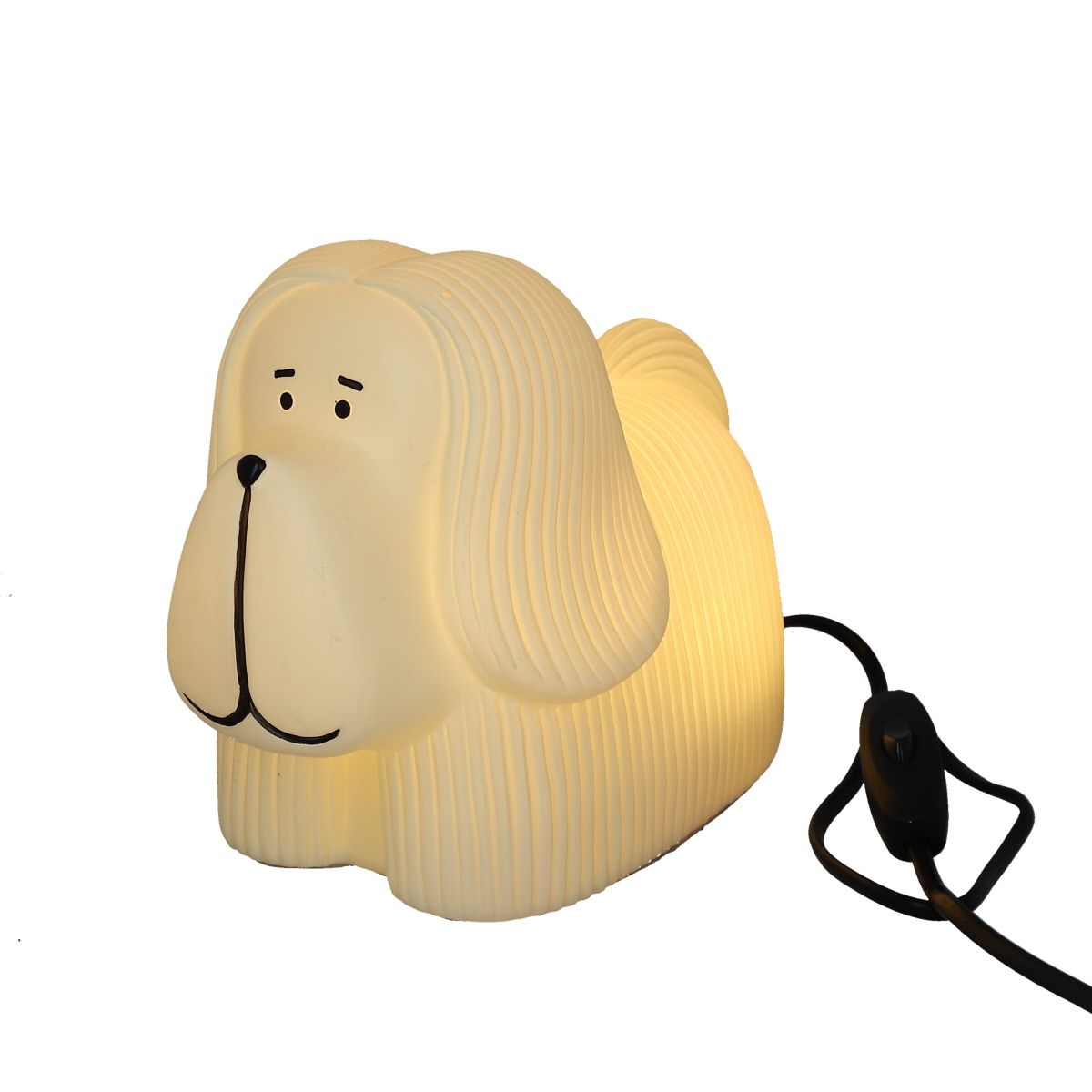 Lampe chien skye terrier blanc 3