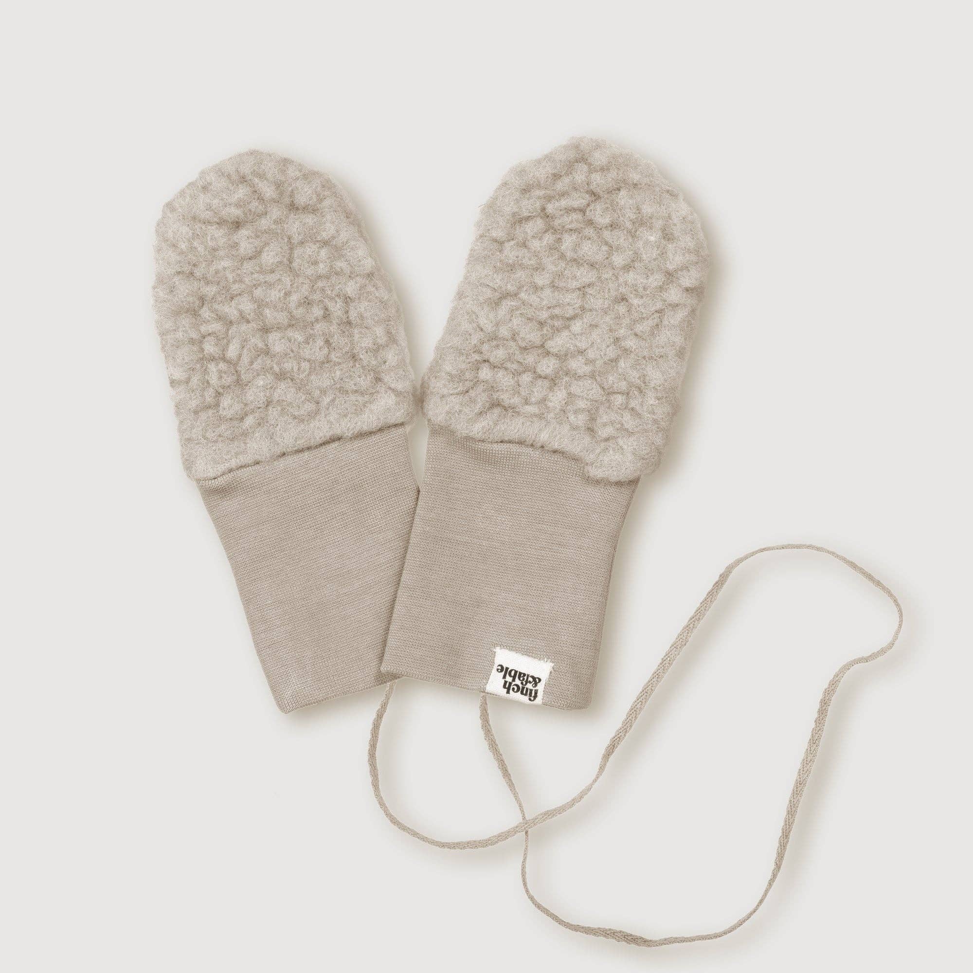 Moufles en laine sherpa - sable 2