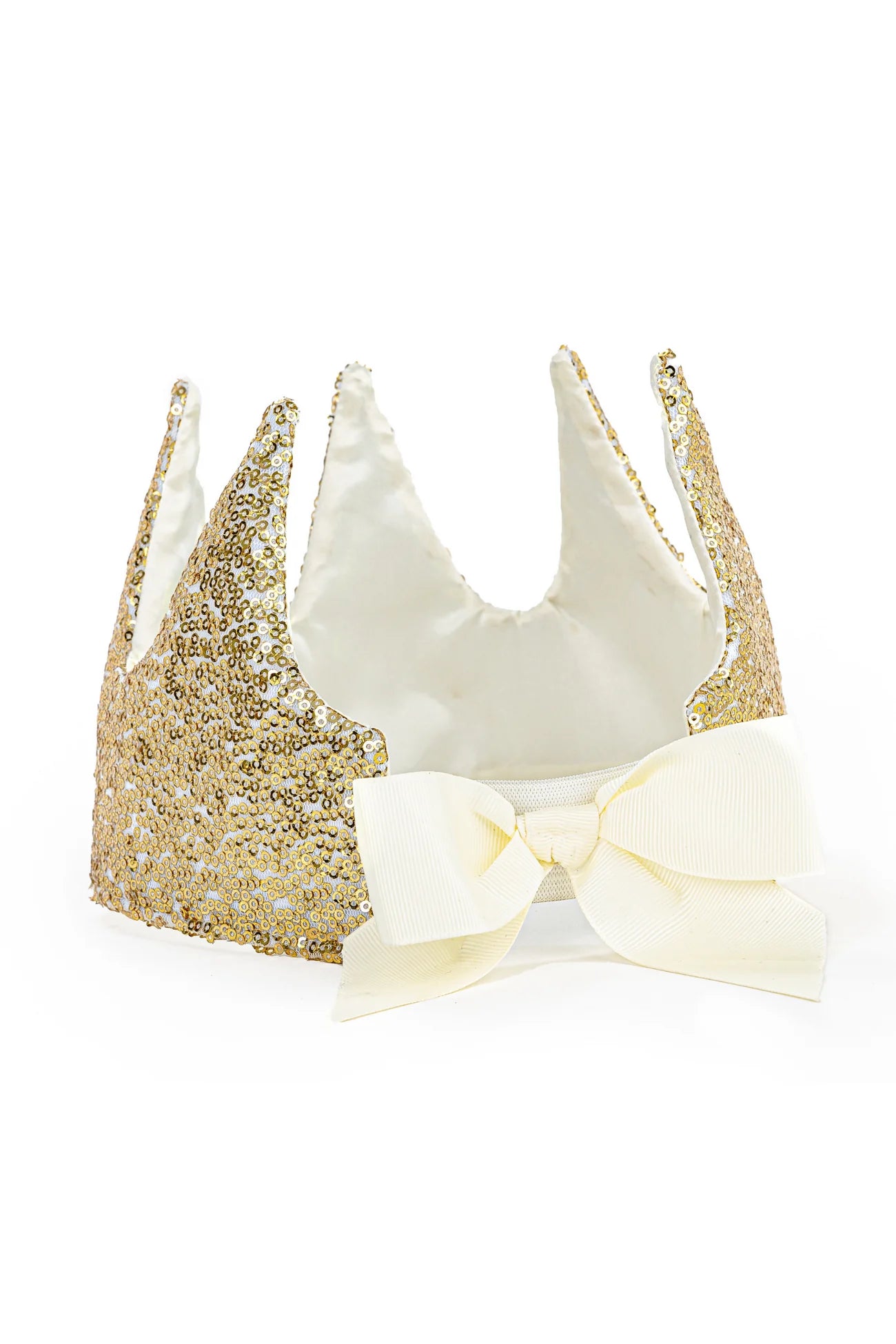 Couronne de princesse sequins dorés avec nœud 3