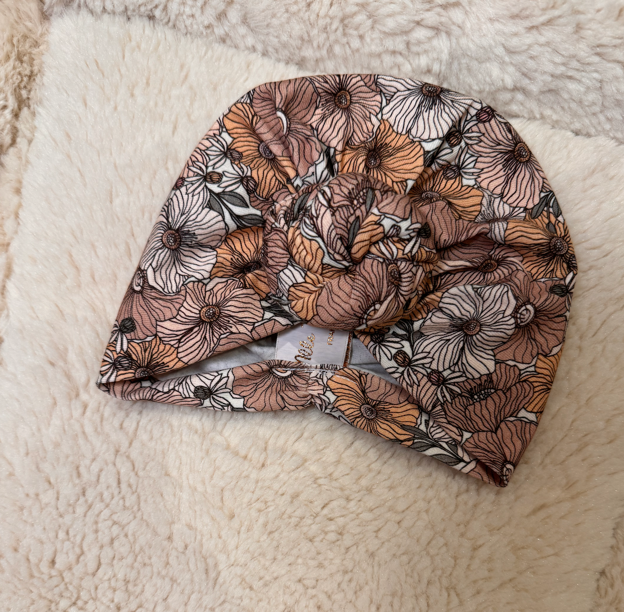 Turban noeud motif fleurs — 0/3 mois