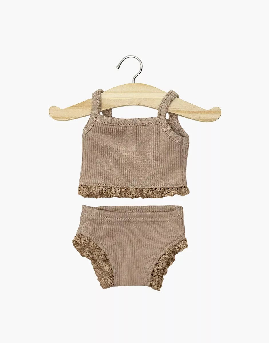 Gordi : Dessous fille en maille côtelée moka et sa dentelle