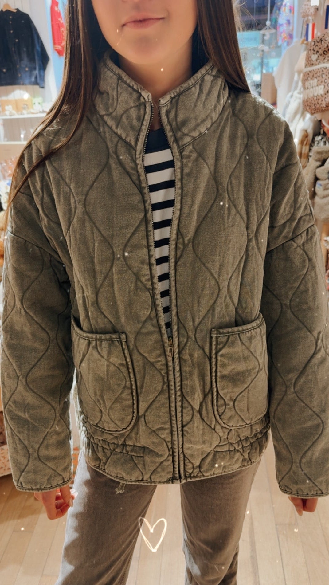 Blouson en Jean vert manches longues 5