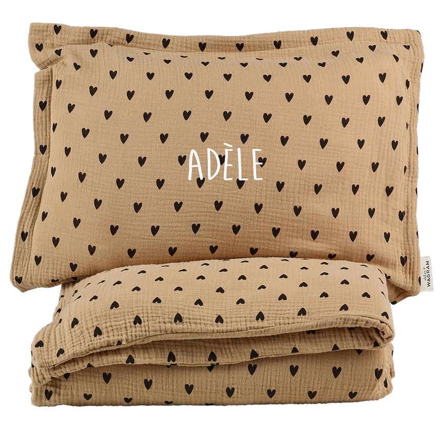 Parure de couette petits coeurs  80x120 avec taie 8