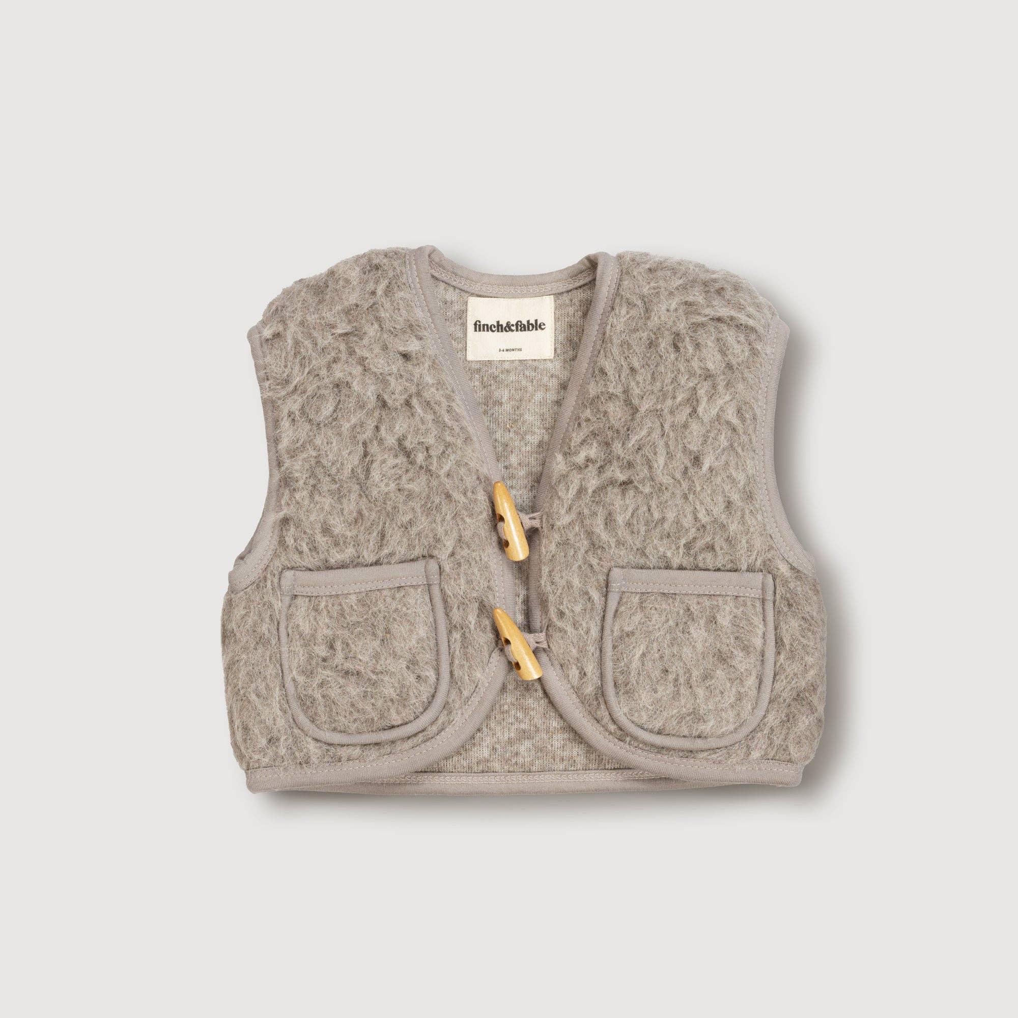 Gilet Sherpa en laine - Sand — 3-6 mois
