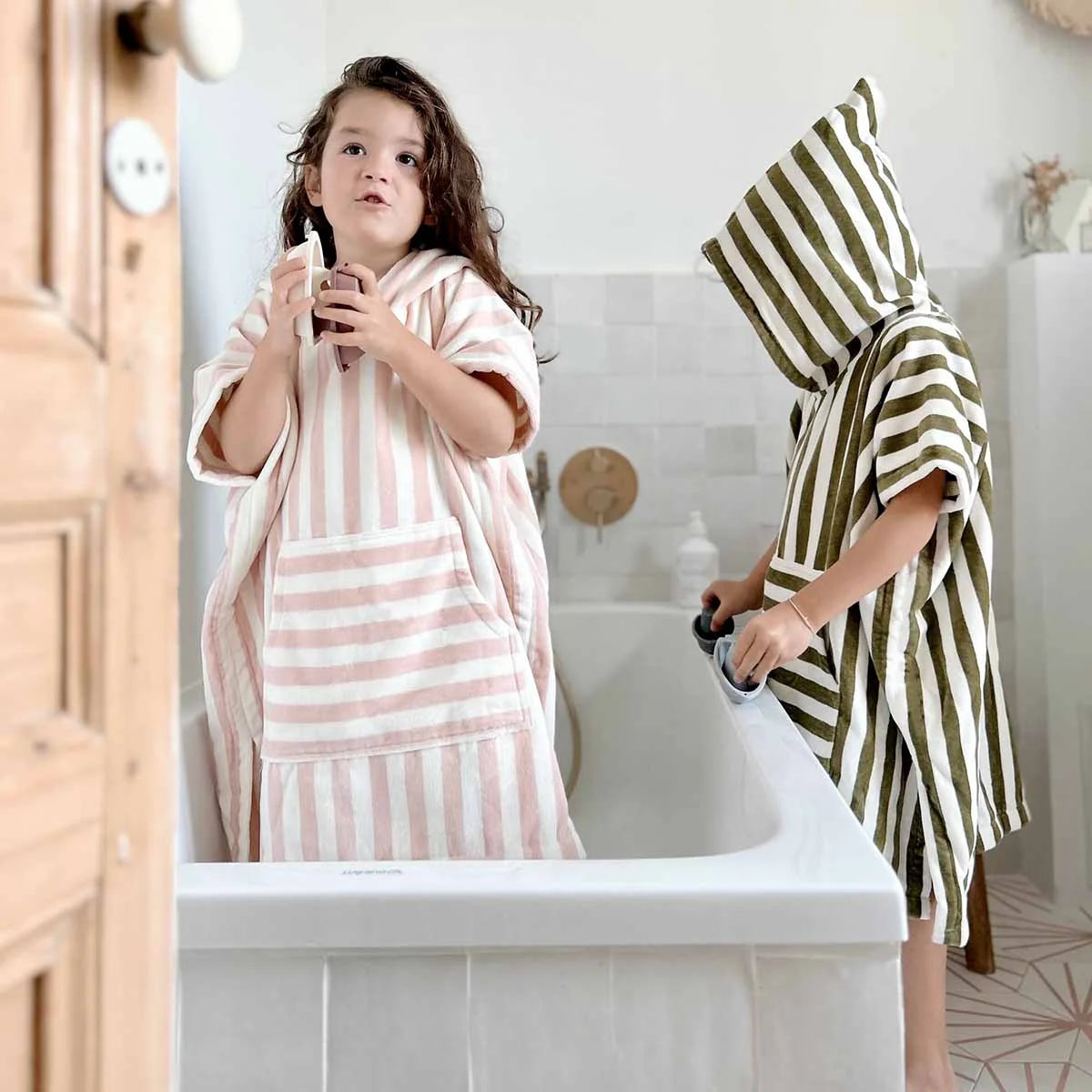 Poncho de bain à rayures 4