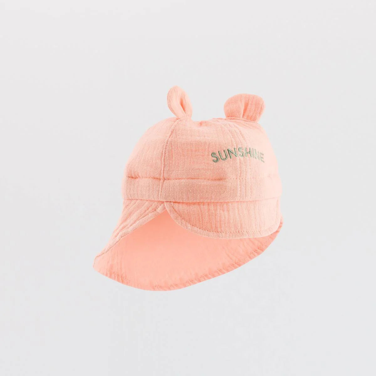 Chapeau bébé Sunshine en gaze de coton corail 2