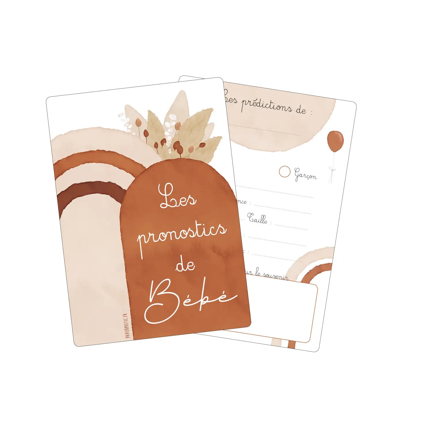 Lot 6 cartes pronostics bébé “bohème” 2