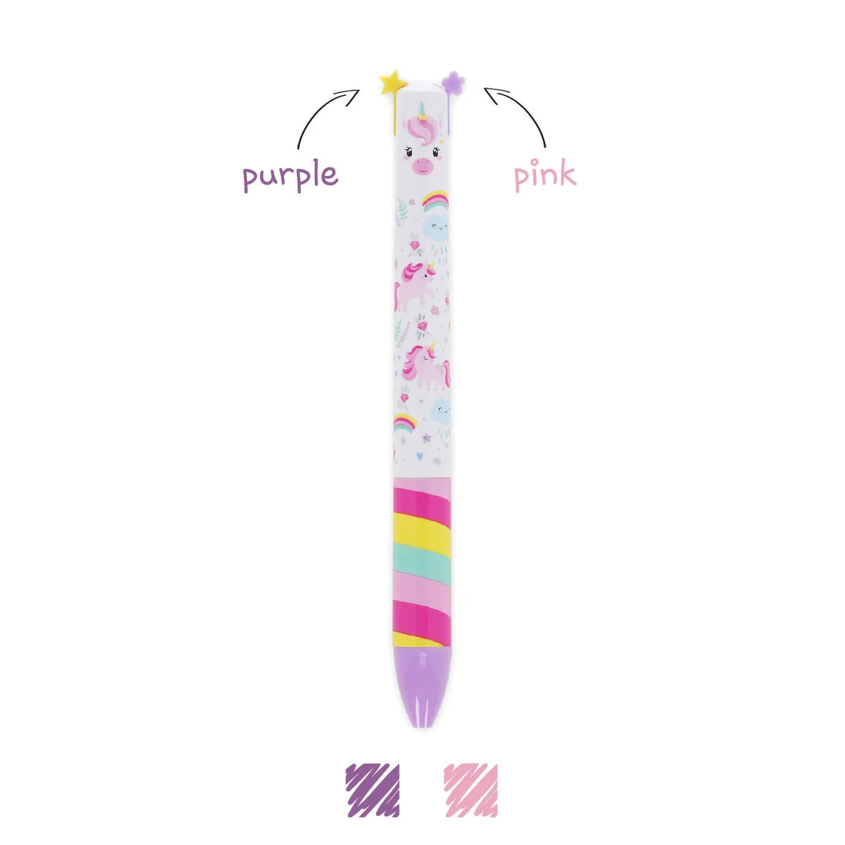 Stylo à bille 2 couleurs Click-Clack — licorne