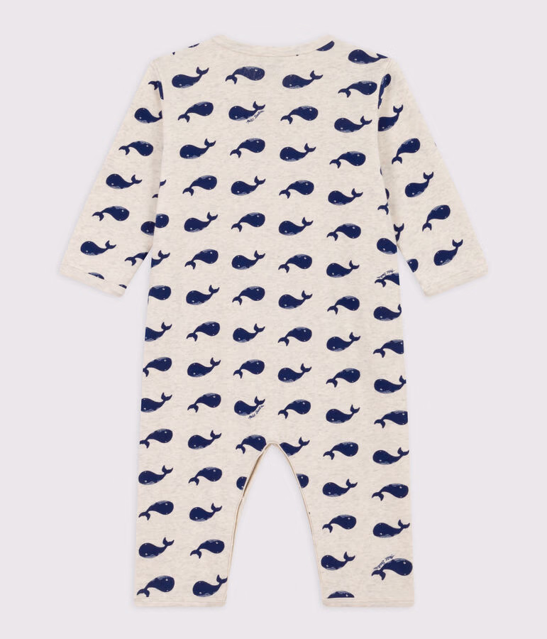 Pyjama bébé sans pieds en coton baleines marines 2