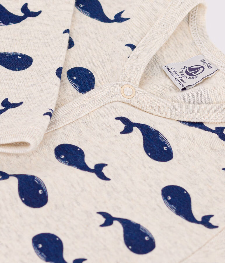 Pyjama bébé sans pieds en coton baleines marines 3