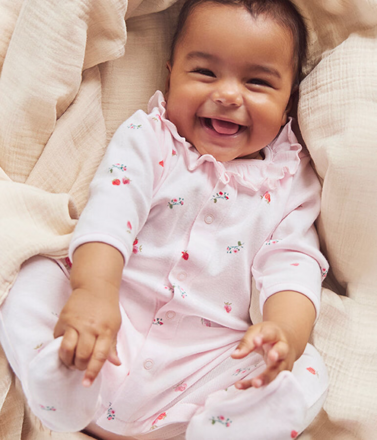 Pyjama bébé en coton à col fleuri 3