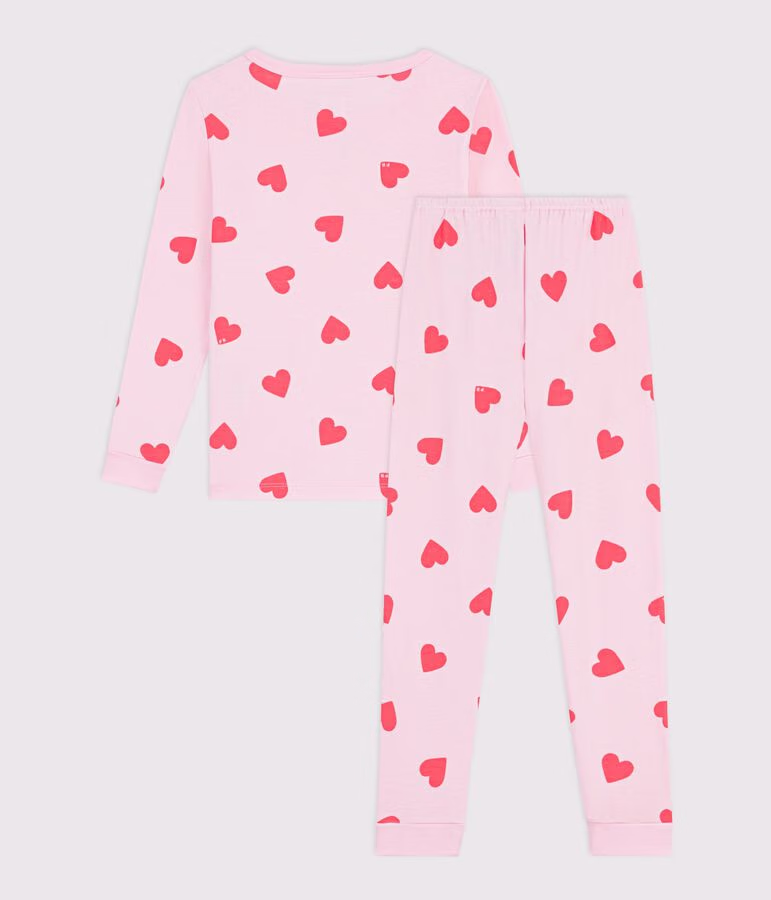 Pyjama très ajusté enfant en coton imprimé cœurs 2