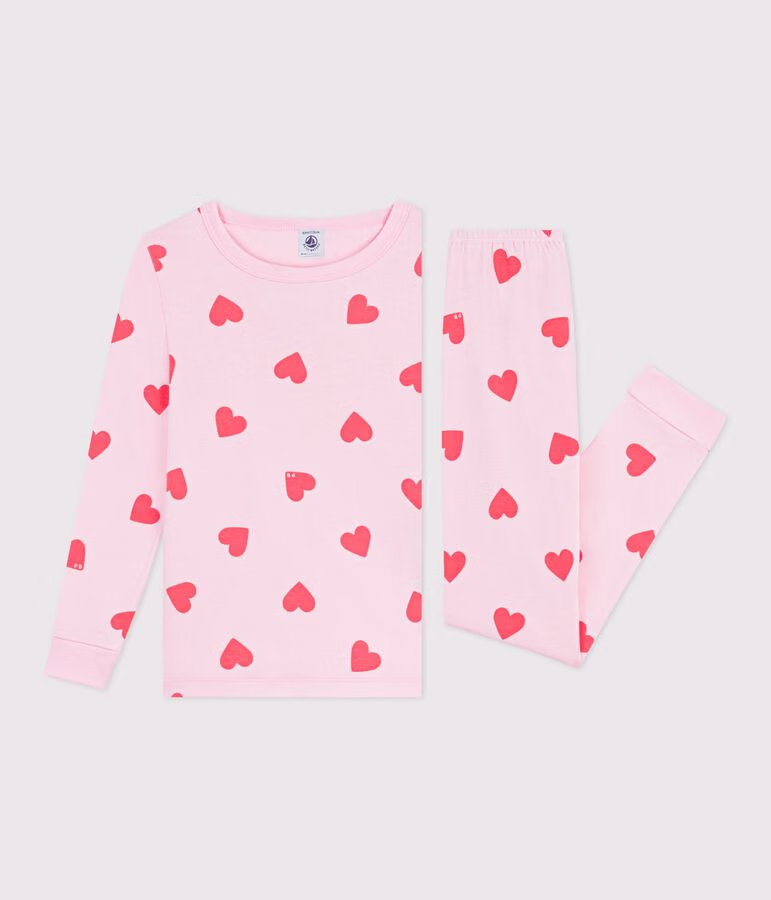 Pyjama très ajusté enfant en coton imprimé cœurs 3
