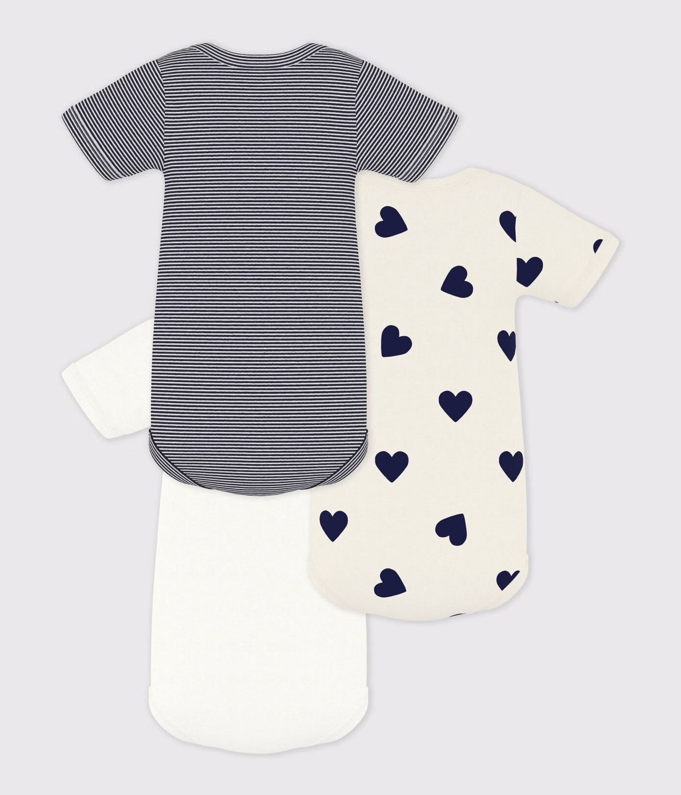 Lot de bodies manches courtes en coton imprimé cœur bébé 2