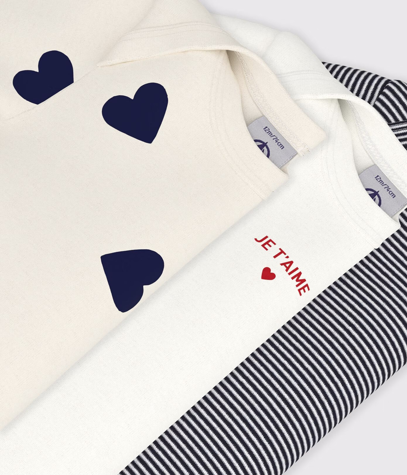 Lot de bodies manches courtes en coton imprimé cœur bébé 4