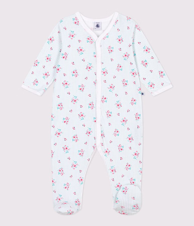 Pyjama bébé en coton imprimé fleuri